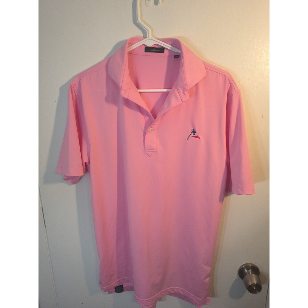 Turtleson Golf Polo Shirt Men's Small Pink Short Sleeve Duxbury Yacht Club Logo
